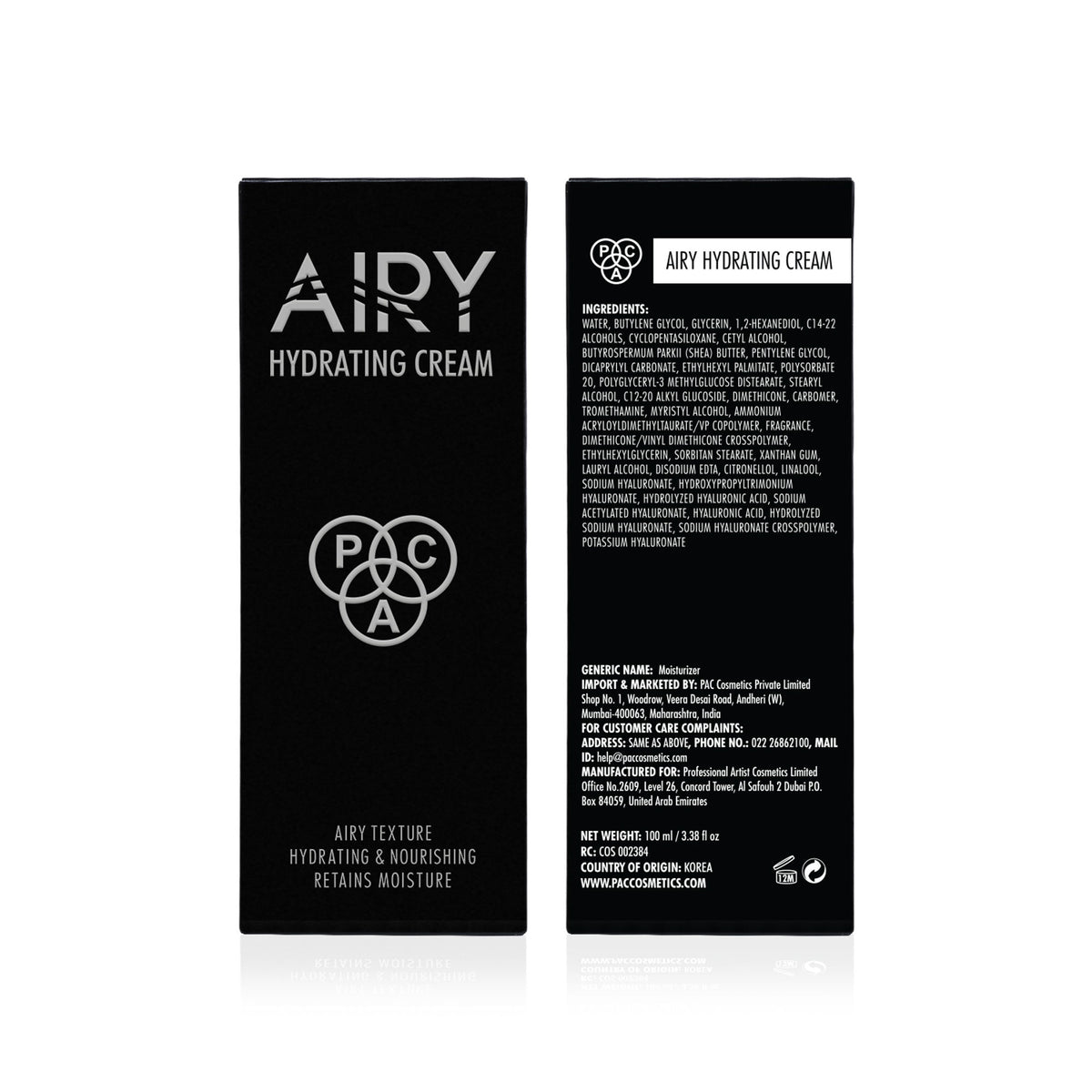 PAC Airy Hydrating Cream - Ultra Lightweight, Non-Greasy Formula, Absorbs Fast & Deeply Hydrates