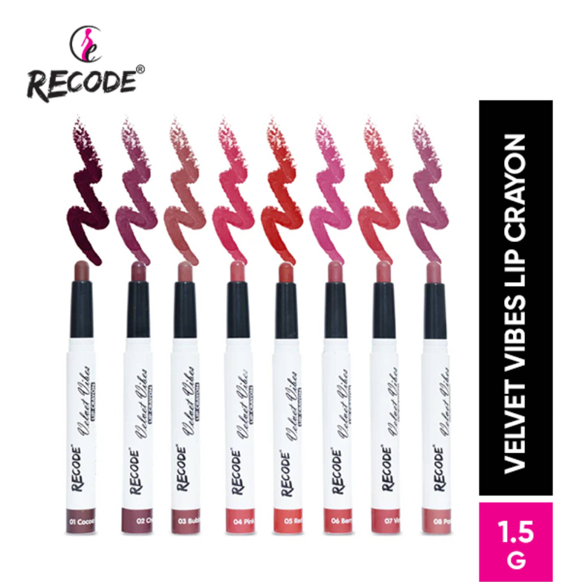 Recode Smudge-Proof And Waterproof Lip Crayon Set Of 8
