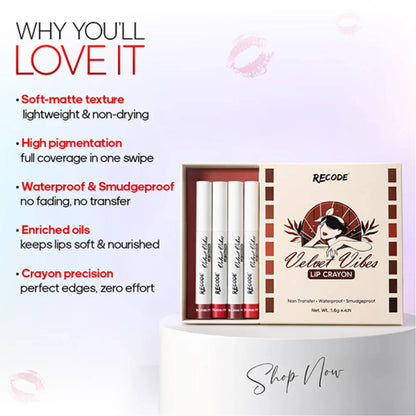 Recode Smudge-Proof And Waterproof Lip Crayon Set Of 8