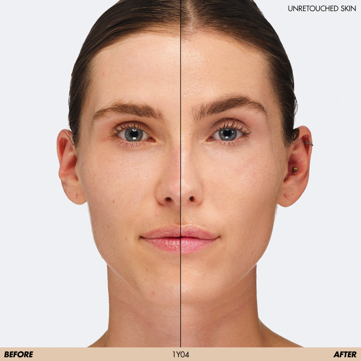 MAKE UP FOR EVER HD Skin Hydra Glow Foundation in shade 1Y04 Warm Alabaster, featuring a smooth liquid foundation with a luminous finish.