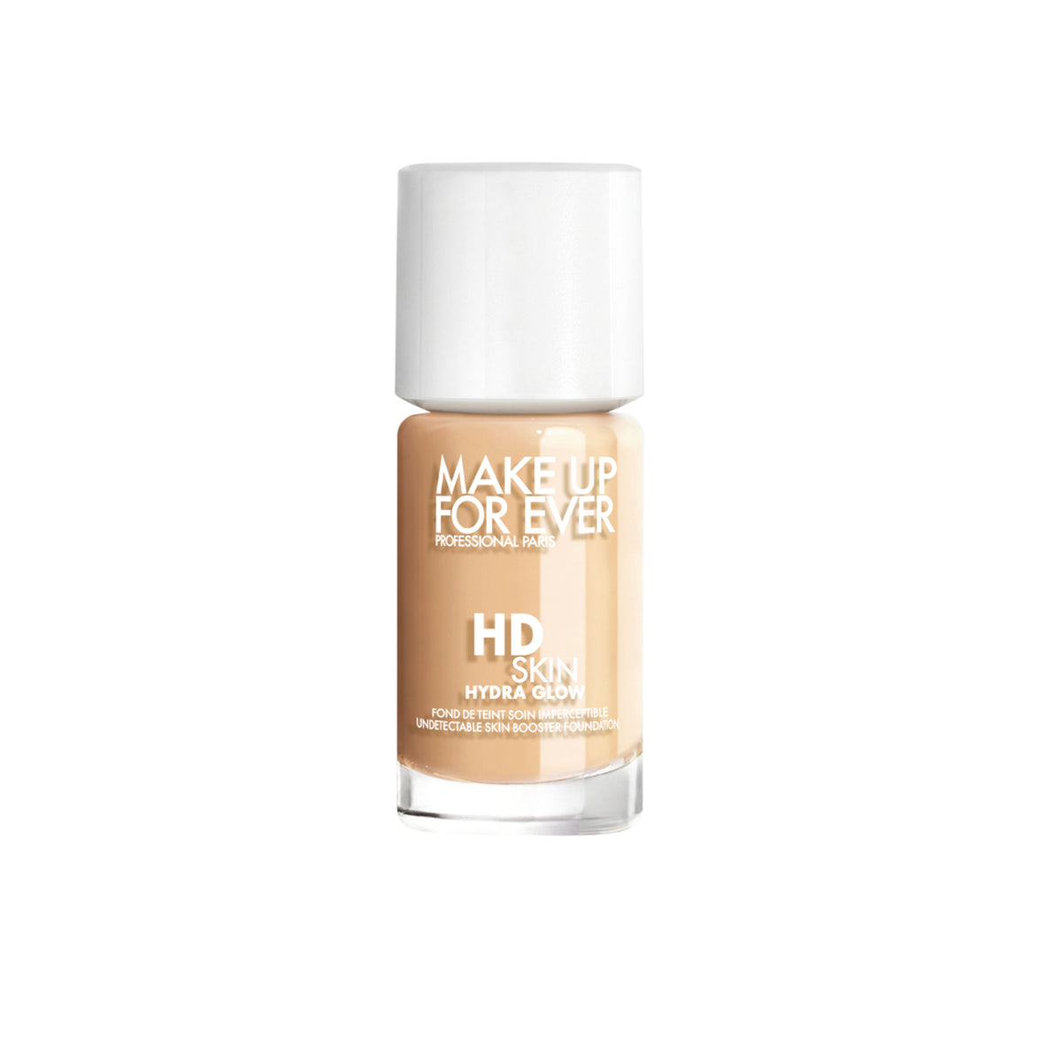 MAKE UP FOR EVER HD Skin Hydra Glow Foundation in shade 2N22 Nude, showing the liquid foundation bottle with a sleek design.