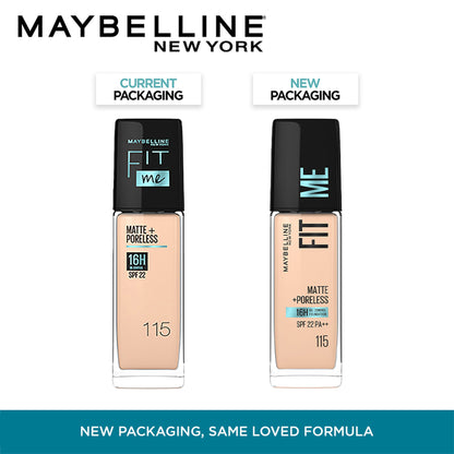 Maybelline New York Fit Me Matte+Poreless 16H Oil Control Foundation with SPF 22 - 115 Ivory - 115 Ivory