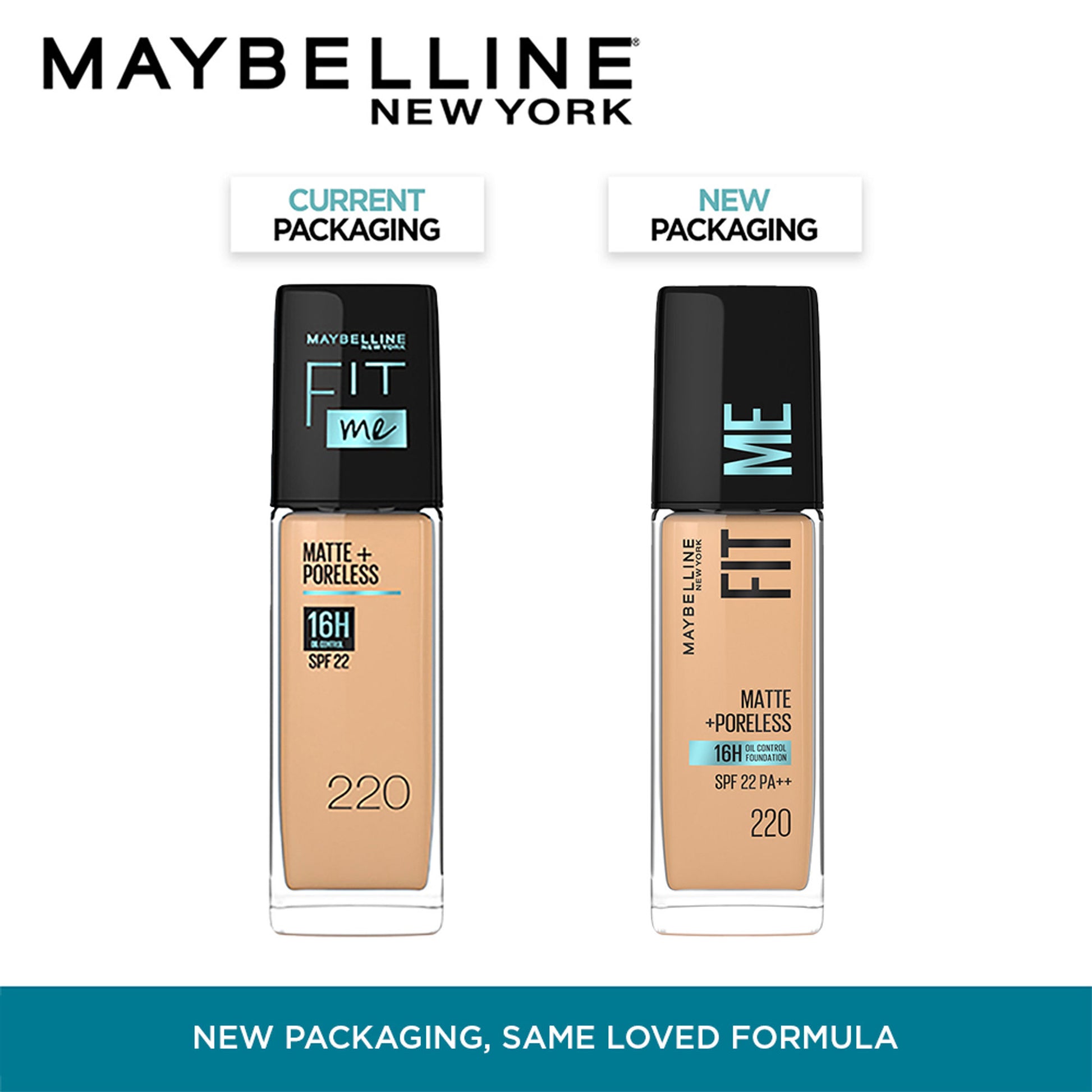 Maybelline New York Fit Me Matte+Poreless 16H Oil Control Foundation with SPF 22 - 115 Ivory - 220 Natural Beige