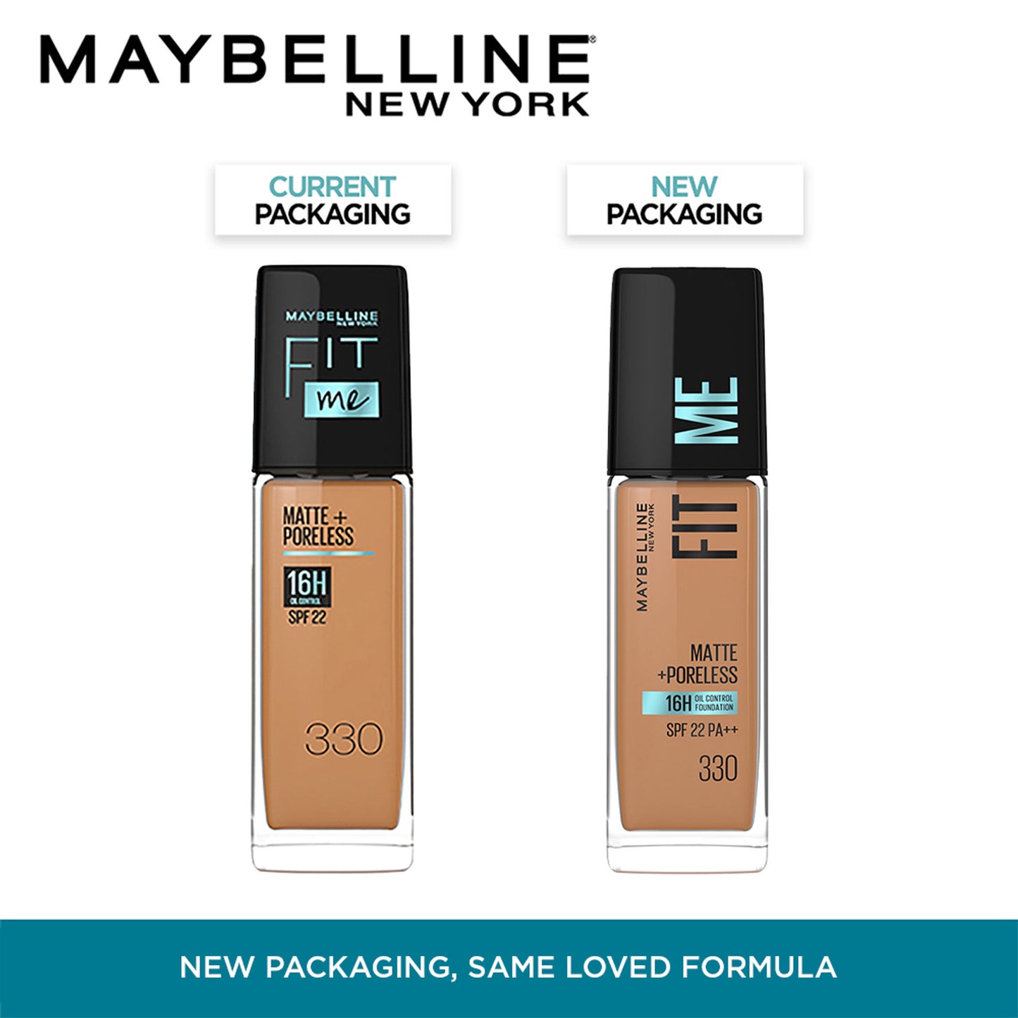 Maybelline New York Fit Me Matte+Poreless 16H Oil Control Foundation with SPF 22 - 115 Ivory - 330 Toffee