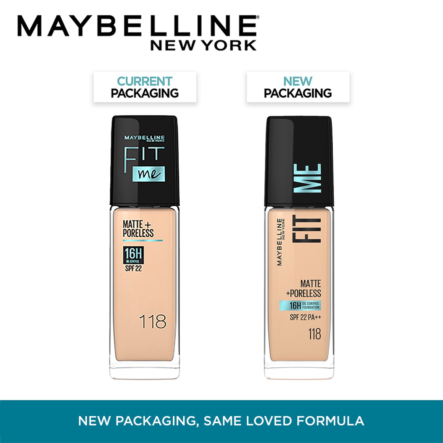 Maybelline New York Fit Me Matte+Poreless 16H Oil Control Foundation with SPF 22 - 115 Ivory - 118 Light Beige