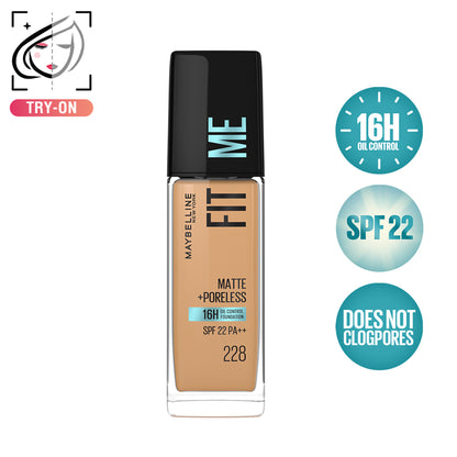 Maybelline New York Fit Me Matte+Poreless 16H Oil Control Foundation with SPF 22 - 115 Ivory - 228 Soft Tan