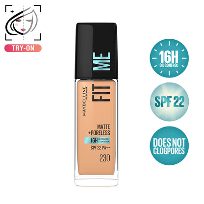 Maybelline New York Fit Me Matte+Poreless 16H Oil Control Foundation with SPF 22 - 115 Ivory - Natural Buff