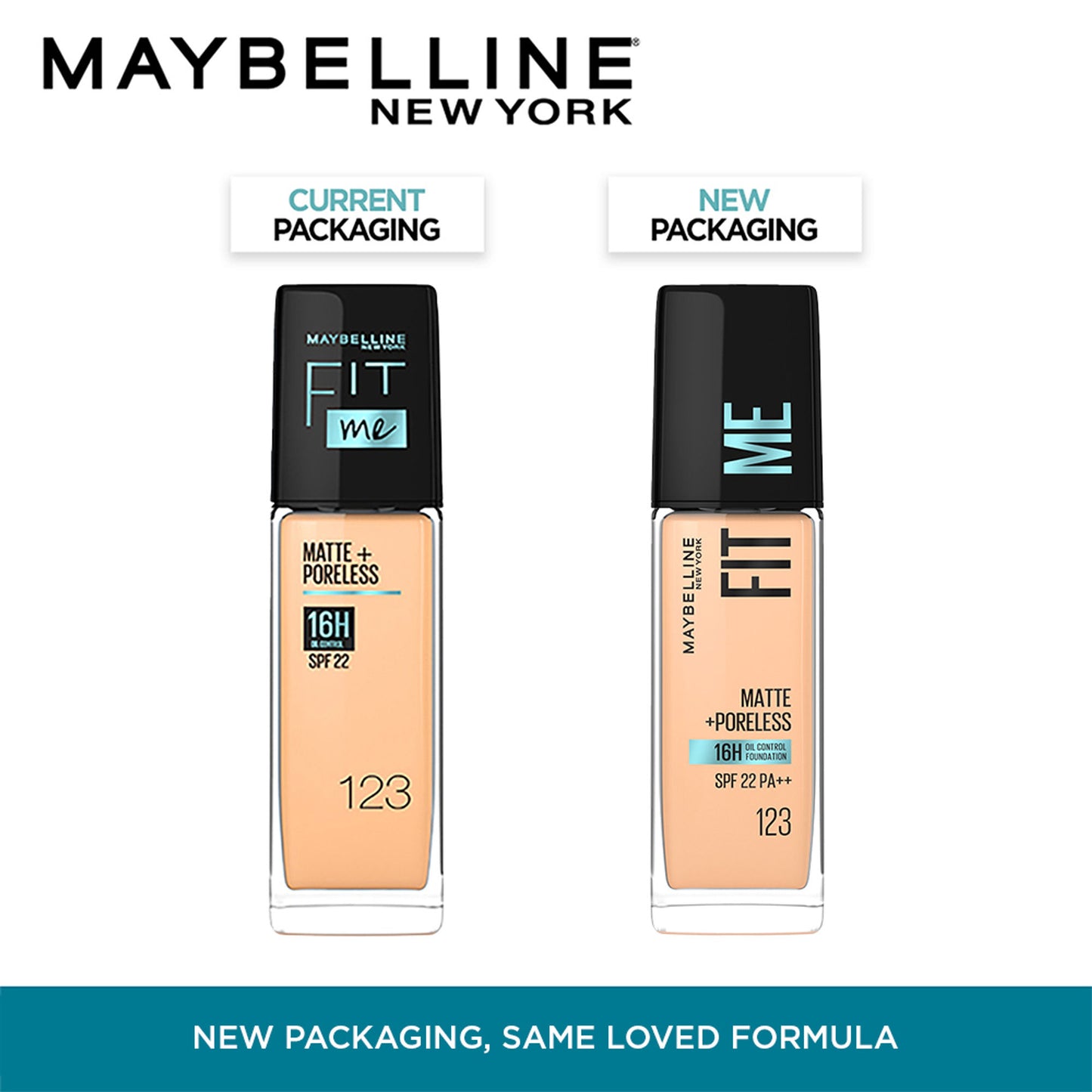 Maybelline New York Fit Me Matte+Poreless 16H Oil Control Foundation with SPF 22 - 115 Ivory - 123 Soft Nude