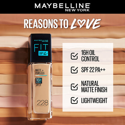Maybelline New York Fit Me Matte+Poreless 16H Oil Control Foundation with SPF 22 - 115 Ivory - 123 Soft Nude