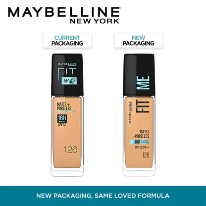 Maybelline New York Fit Me Matte+Poreless 16H Oil Control Foundation with SPF 22 - 115 Ivory - 126 Light Pecan