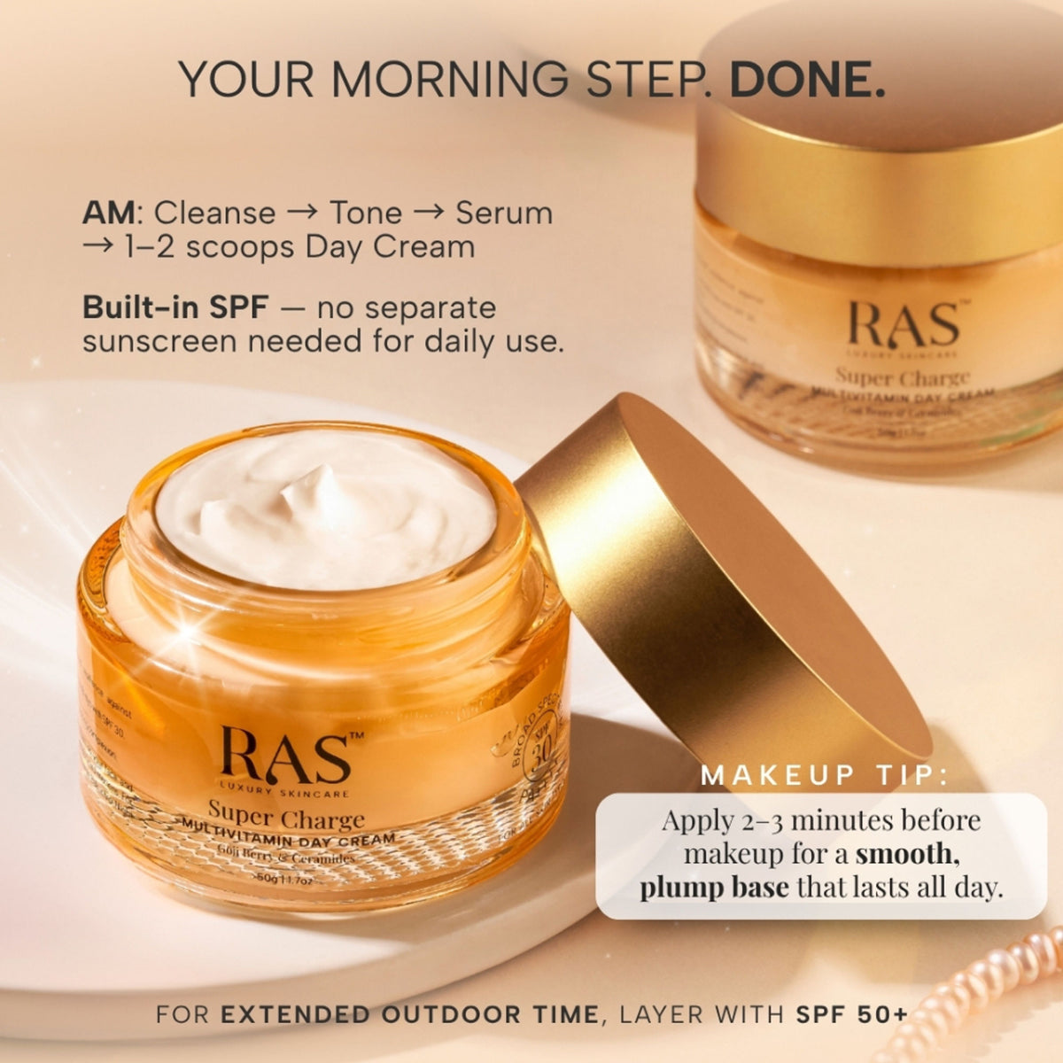 RAS Luxury Oils Super Charge Multivitamin Day Cream SPF 30 Infused With Ceramides & Goji Berry