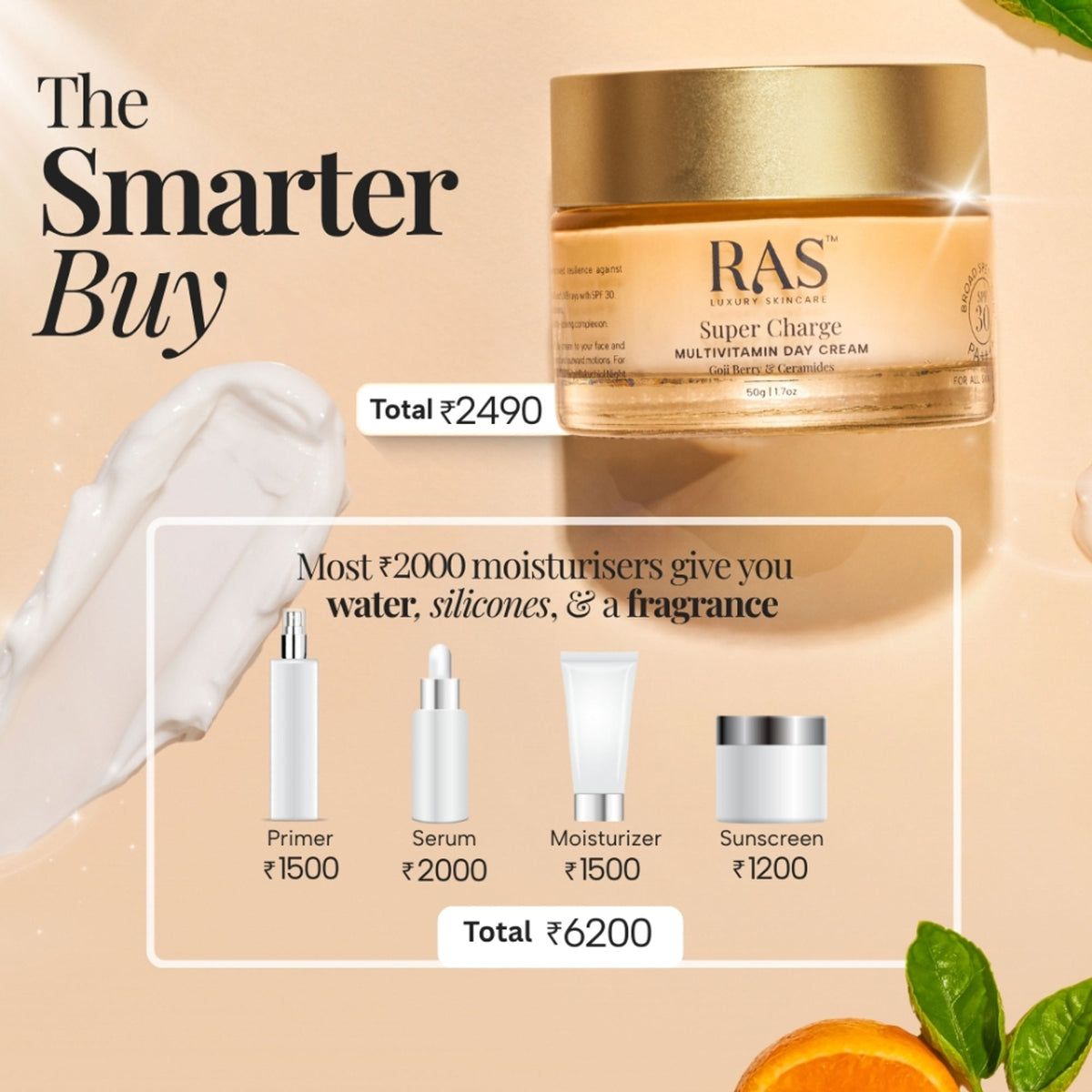 RAS Luxury Oils Super Charge Multivitamin Day Cream SPF 30 Infused With Ceramides & Goji Berry