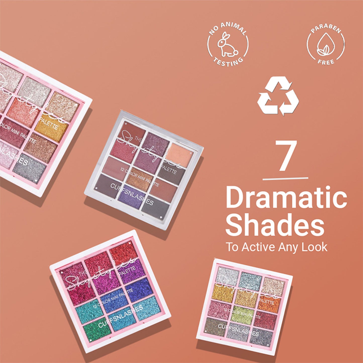 CUFFS N LASHES X The Shystyles Palette 12 Color Mini Palette - Glitter Heart 2