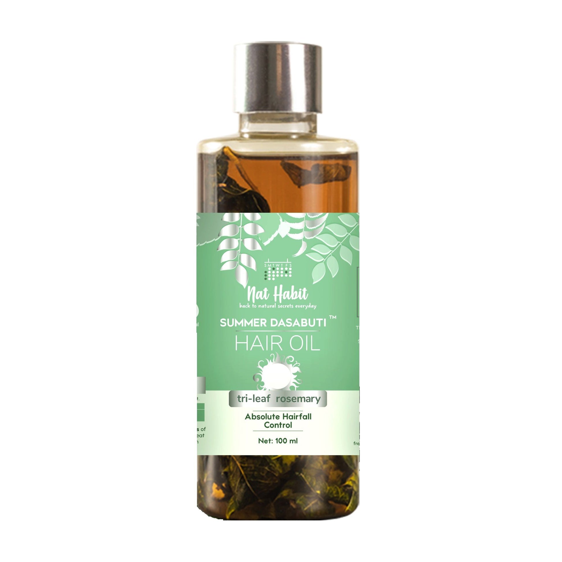 Nat Habit Trileaf Rosemary Hair Fall Control Ayurvedic Hair Oil With Hibiscus, Neem & Curry