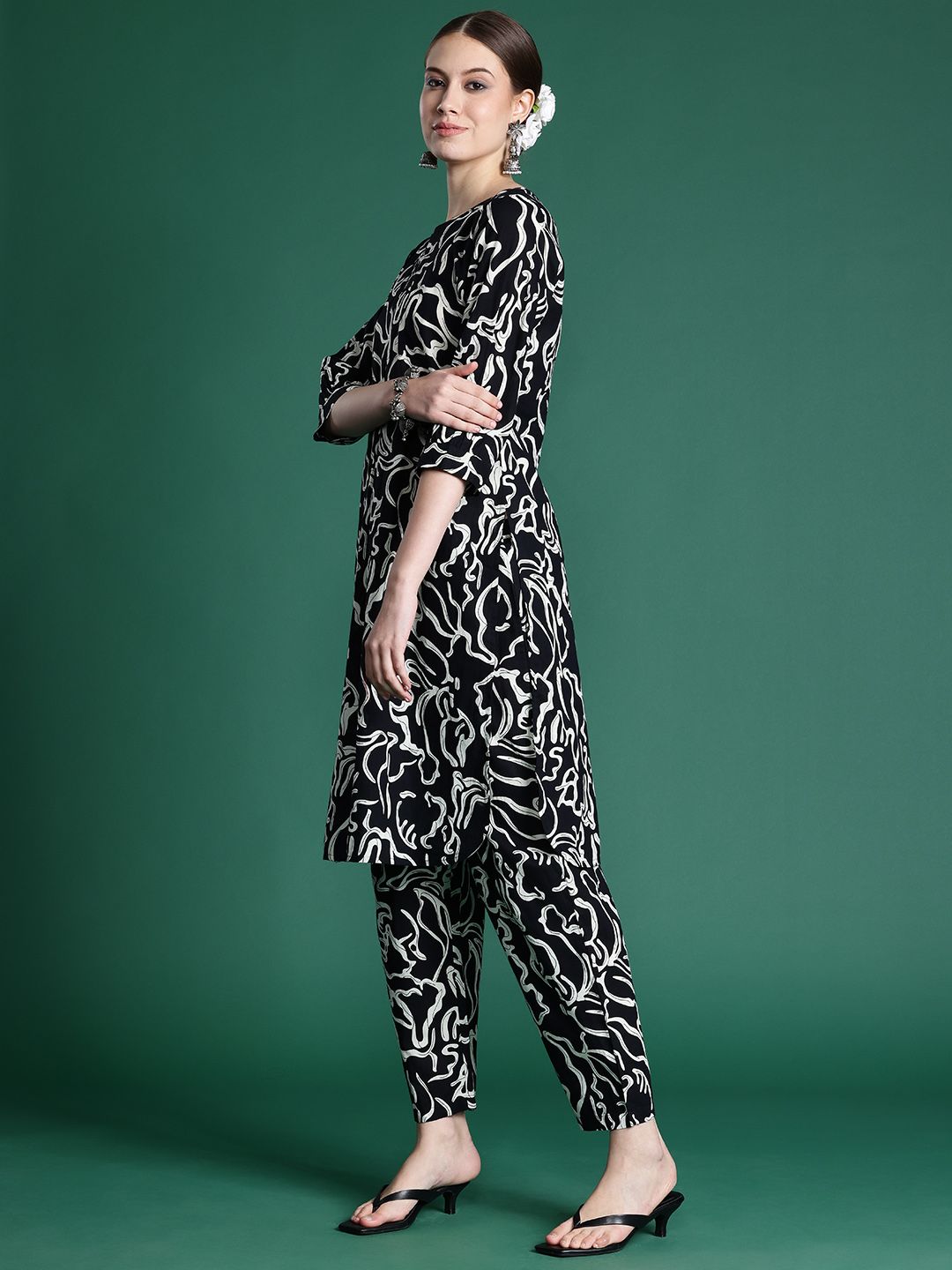Indyancart IE Women Printed Pure Cotton Ethnic Co-Ords Set
