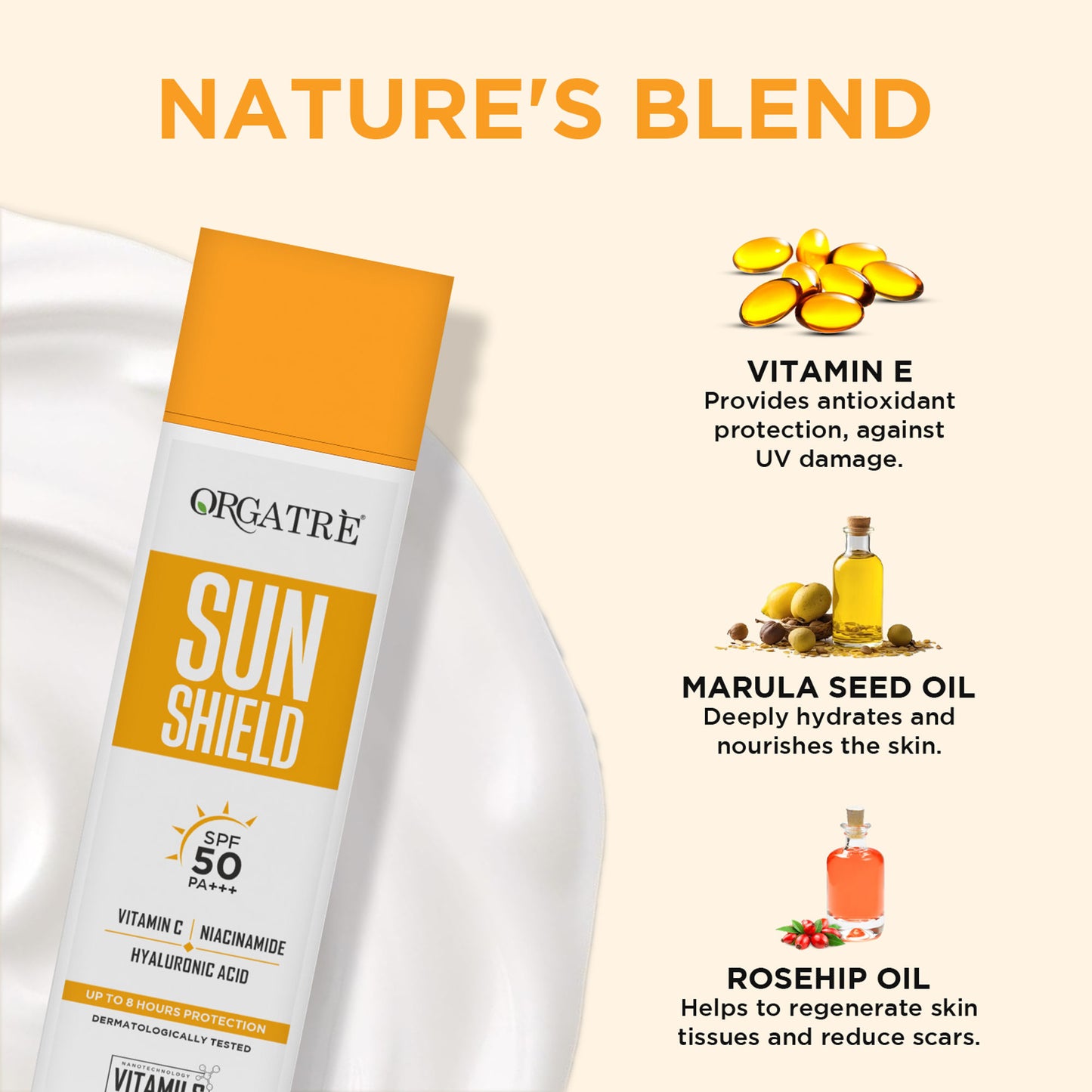 Orgatre Tinted Sunscreen SPF 50 PA+++ With Vit C, Niacinamide & Hyaluronic Acid, UVA/UVB Protection