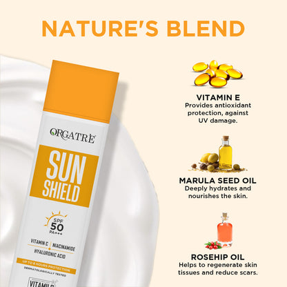 Orgatre Tinted Sunscreen SPF 50 PA+++ With Vit C, Niacinamide & Hyaluronic Acid, UVA/UVB Protection