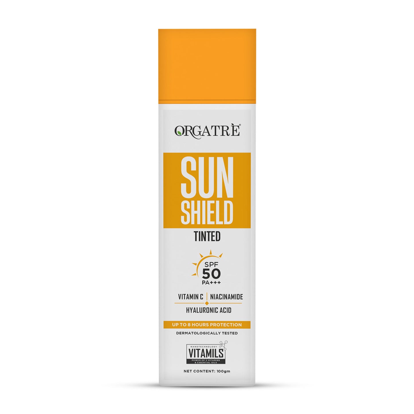 Orgatre Tinted Sunscreen SPF 50 PA+++ Niacinamide & Hyaluronic - Broad Spectrum UV A/B Protection