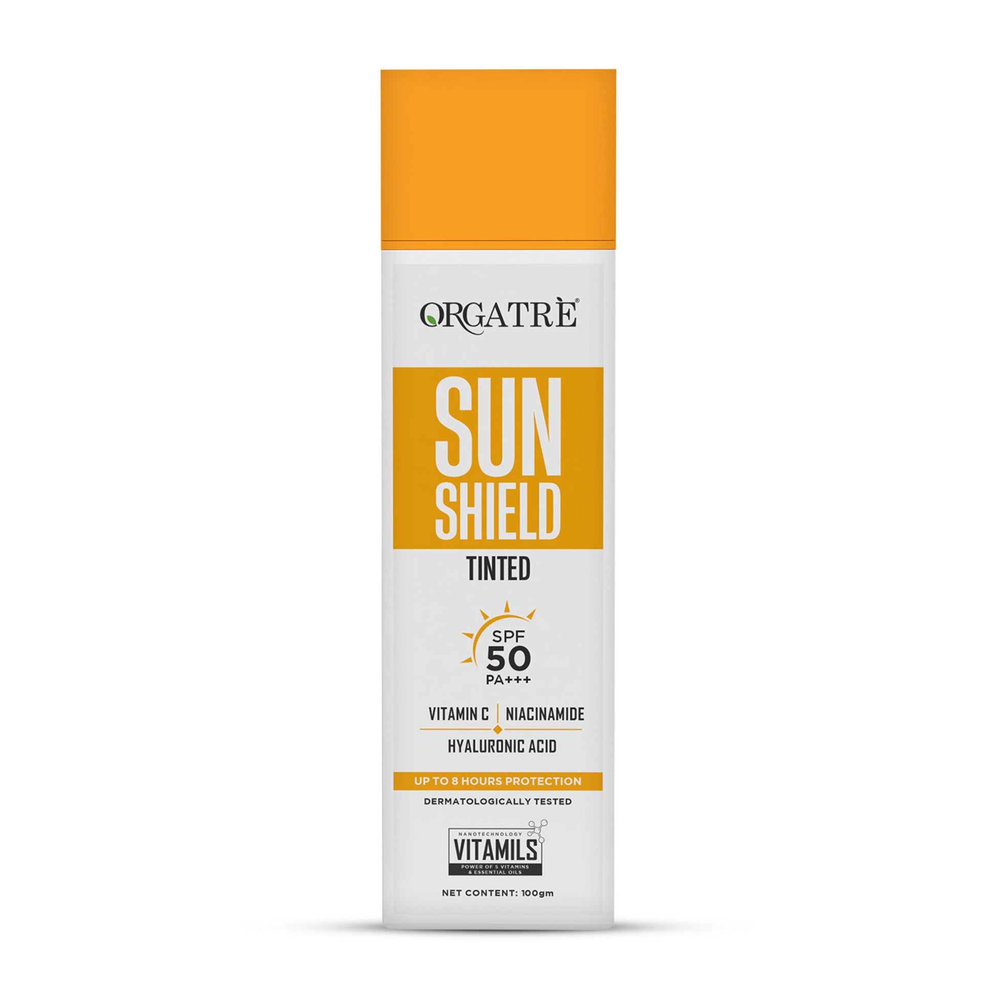 Orgatre Tinted Sunscreen SPF 50 PA+++ Niacinamide & Hyaluronic - Broad Spectrum UV A/B Protection