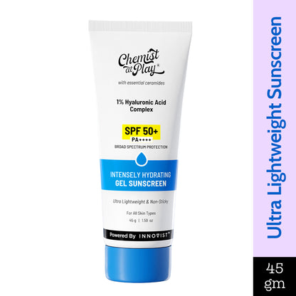 Chemist At Play Intensely Hydrating Gel Sunscreen SPF 50+ I Ultralight, Non-Sticky & Quick-Absorbing