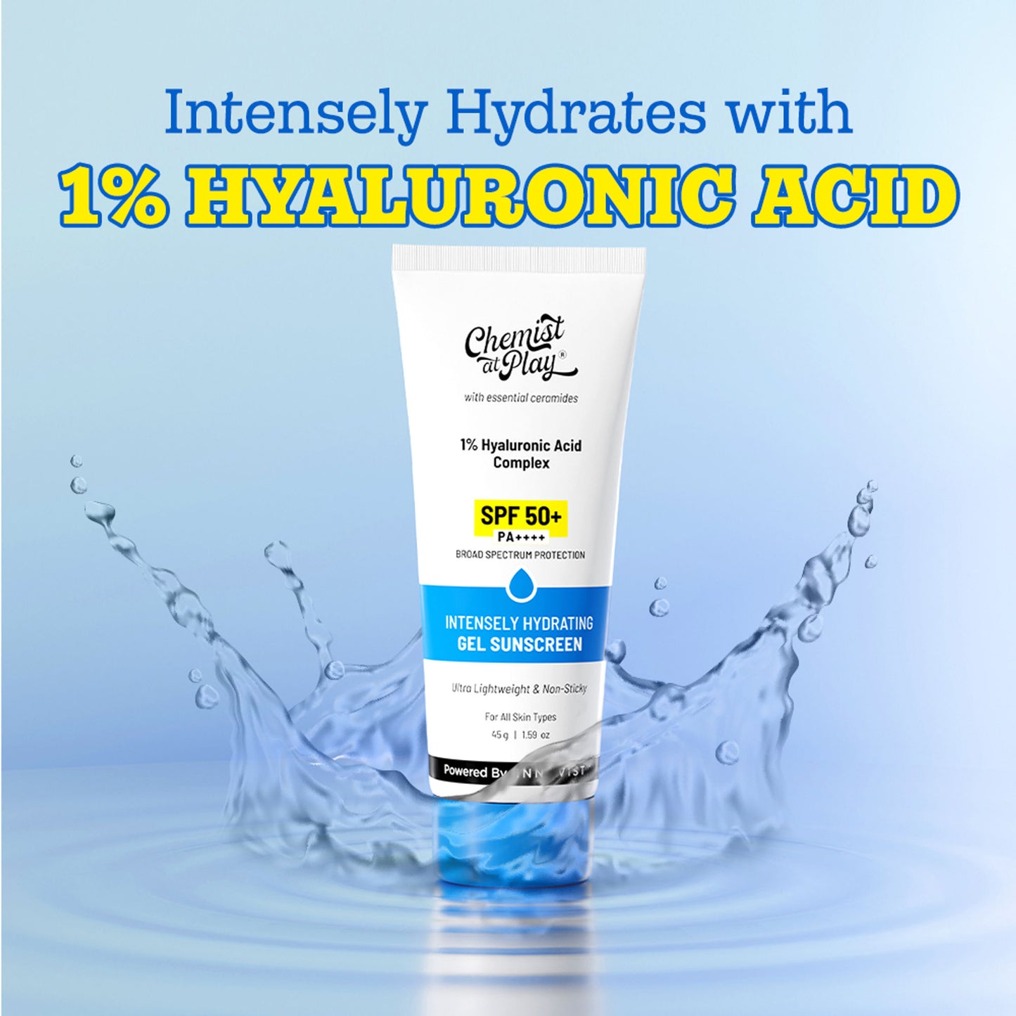 Chemist At Play Intensely Hydrating Gel Sunscreen SPF 50+ I Ultralight, Non-Sticky & Quick-Absorbing
