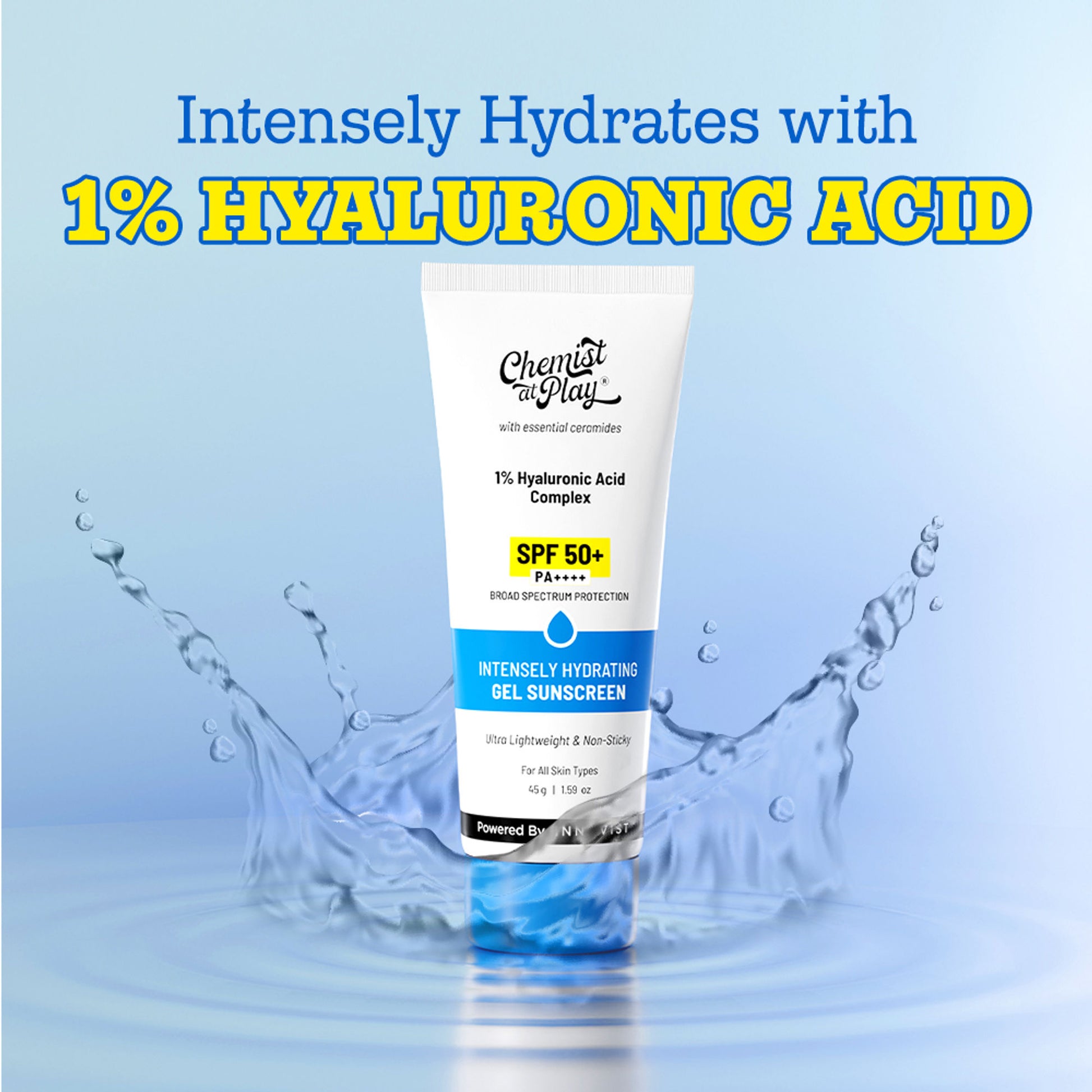 Chemist At Play Intensely Hydrating Gel Sunscreen SPF 50+ I Ultralight, Non-Sticky & Quick-Absorbing