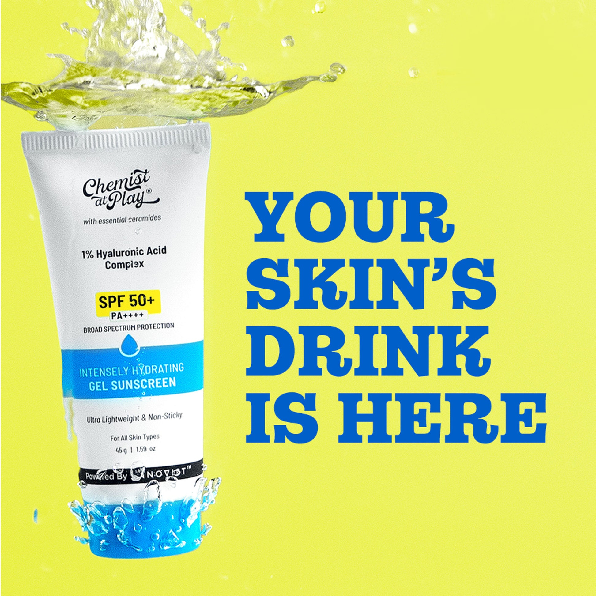 Chemist At Play Intensely Hydrating Gel Sunscreen SPF 50+ I Ultralight, Non-Sticky & Quick-Absorbing