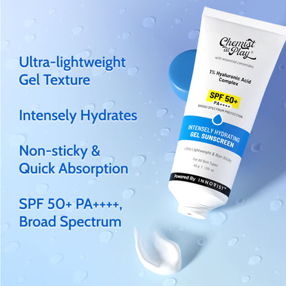 Chemist At Play Intensely Hydrating Gel Sunscreen SPF 50+ I Ultralight, Non-Sticky & Quick-Absorbing