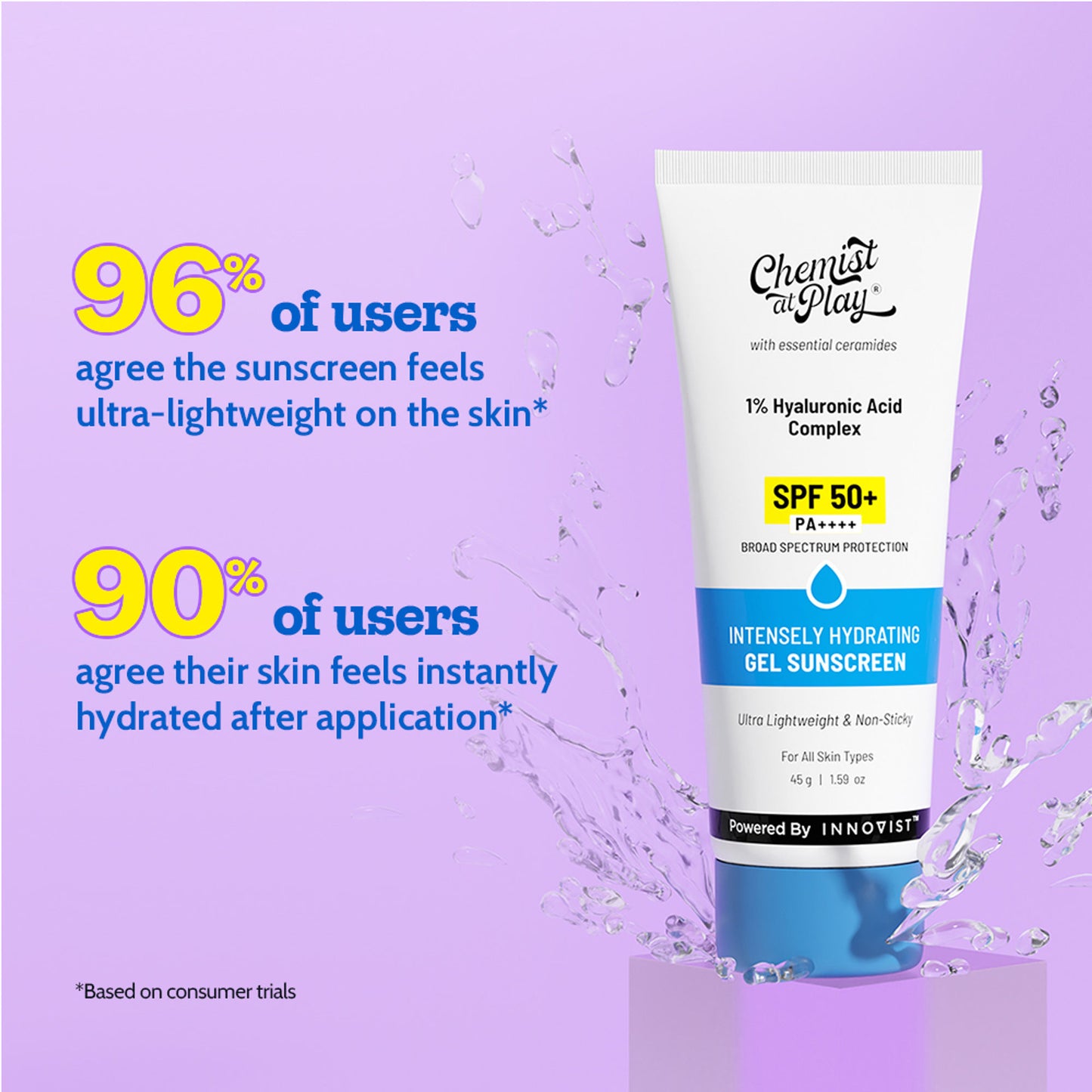 Chemist At Play Intensely Hydrating Gel Sunscreen SPF 50+ I Ultralight, Non-Sticky & Quick-Absorbing