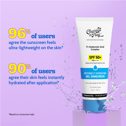 Chemist At Play Intensely Hydrating Gel Sunscreen SPF 50+ I Ultralight, Non-Sticky & Quick-Absorbing