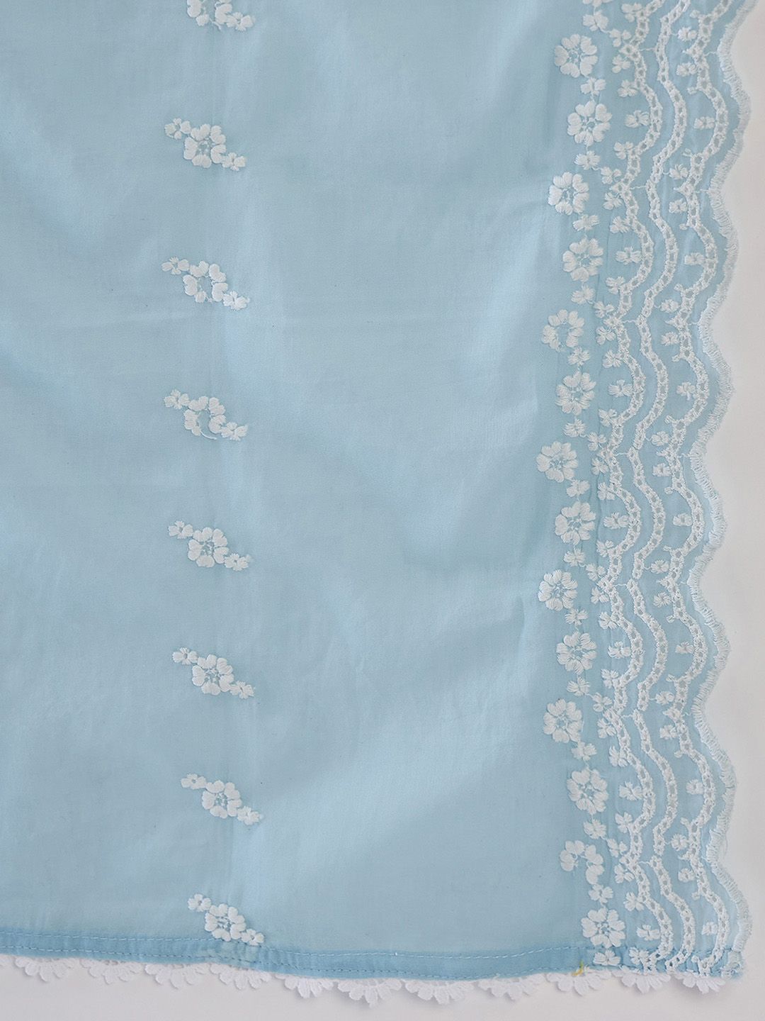 Dhiyona IE Floral Embroidered Pure Cotton Straight Kurta With Trousers & Dupatta