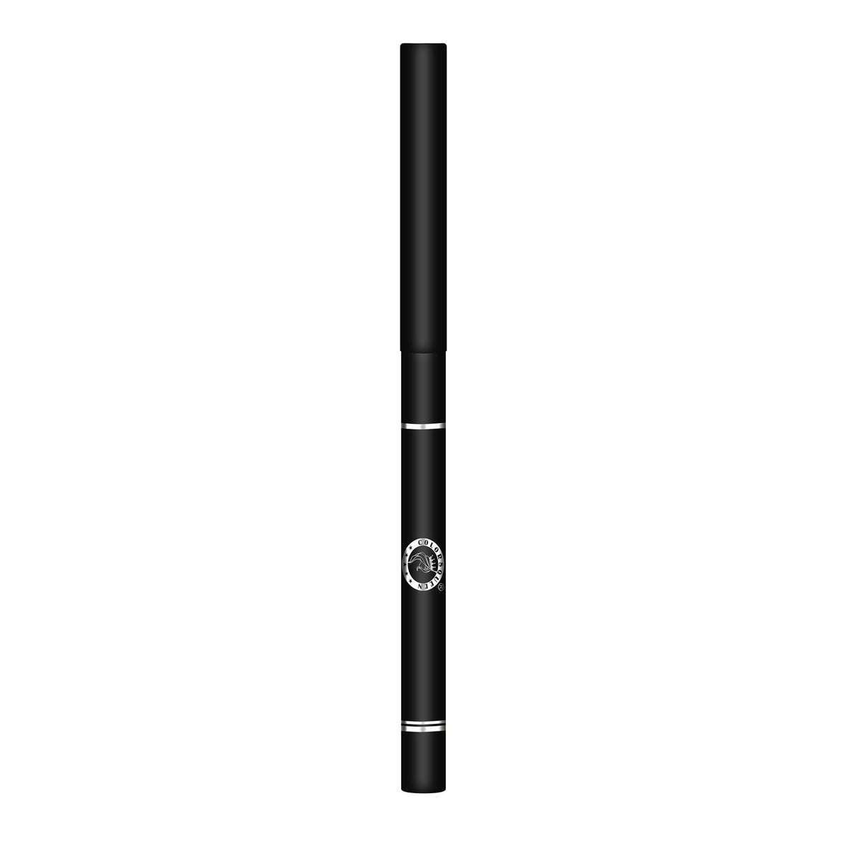 Colors Queen Soft Kajal eyeliner pencil in vibrant black, shown with the pencil tip and sleek packaging.