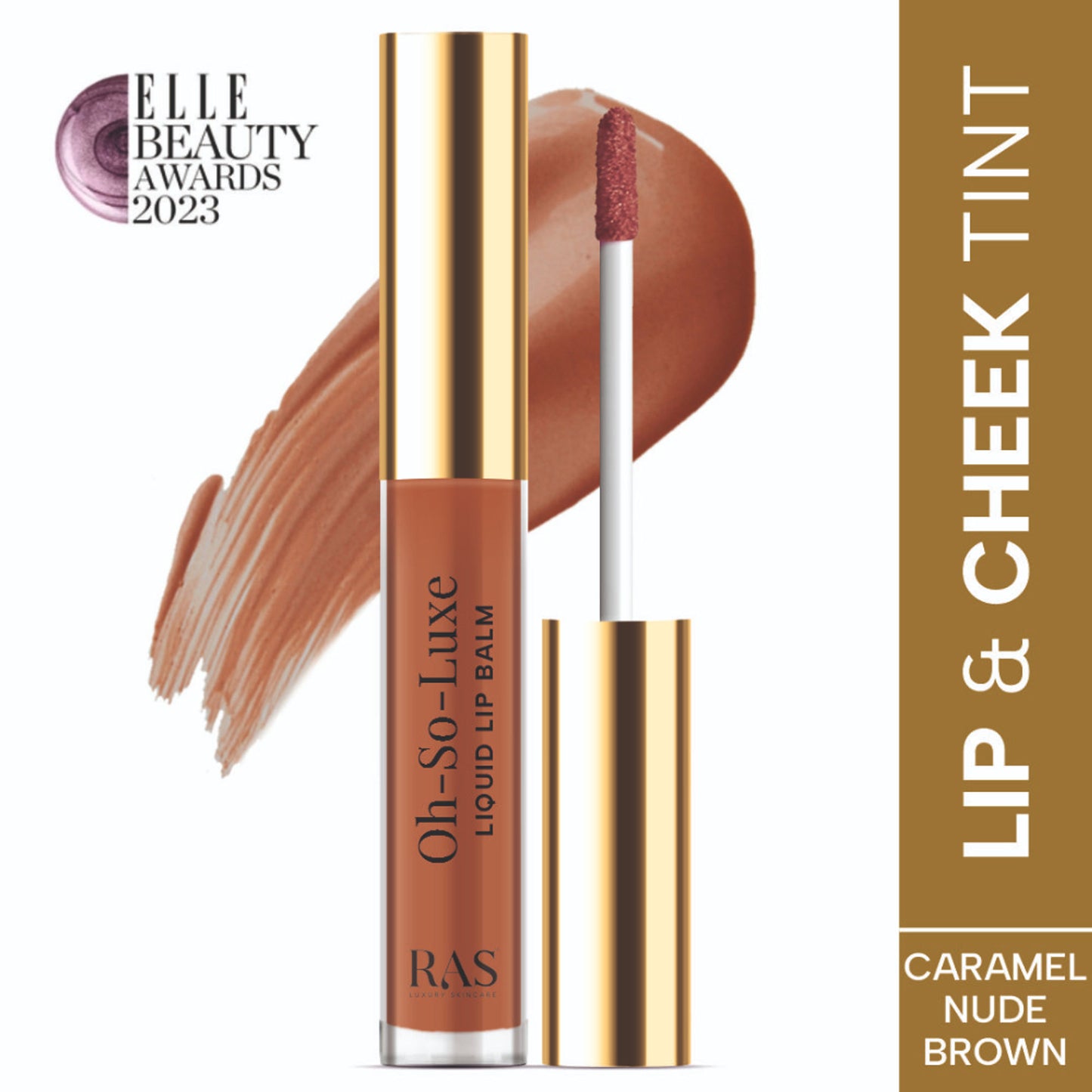 Ras Luxury Oils Oh So Luxe Lip & Cheek Tint Balm with Vitamin E, Shea Butter - Nude Brown