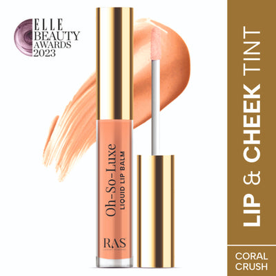 Ras Luxury Oils Oh So Luxe Lip & Cheek Tint Balm with Vitamin E, Shea Butter - Coral Crush