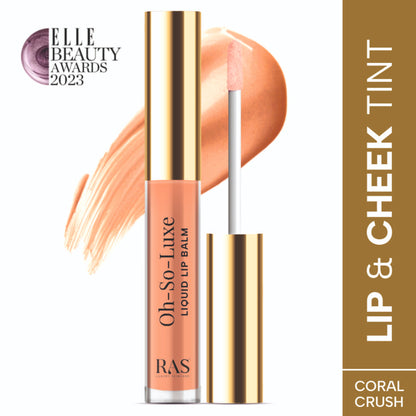 Ras Luxury Oils Oh So Luxe Lip & Cheek Tint Balm with Vitamin E, Shea Butter - Coral Crush