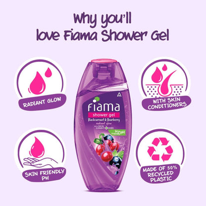 Fiama Shower Gel Blackcurrant & Bearberry Body Wash, Radiant Glowing & Hydrating Skin