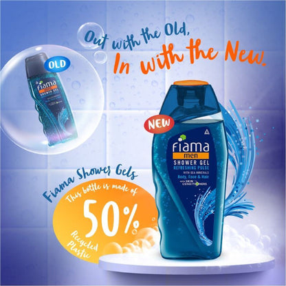 Fiama Men Shower Gel Refreshing Pulse, Body Wash for Fresh Looking Skin with Sea Minerals