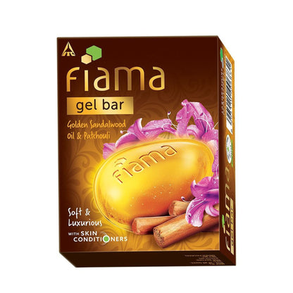 Fiama Golden Sandalwood Oil & Patchouli Gel Bar for Glowing Skin (Pack of 3 Soaps)