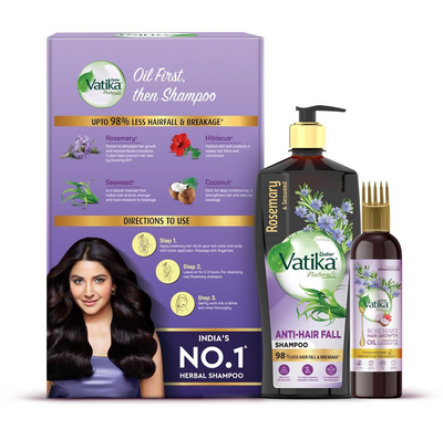 Dabur Vatika Rosemary Anti-Hair Fall Shampoo + Rosemary Hair Growth Oil Combo