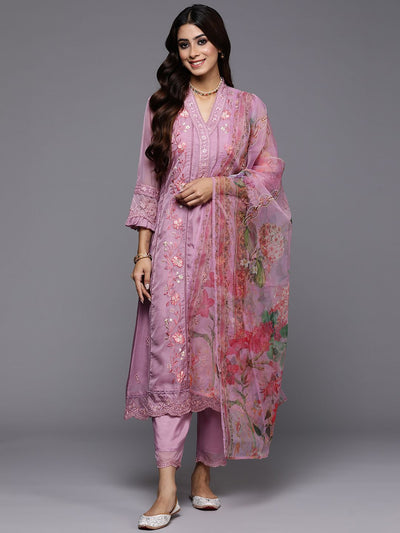 Dhiyona IE Women Floral Embroidered Regular Thread Work Kurta with Trousers & With Dupatta