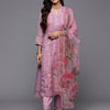 Indyancart IE Women Floral Embroidered Regular Thread Work Kurta with Trousers & With Dupatta