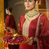 Dhiyona IE Women Floral Embroidered Sequinned Straight Kurta With Trousers & Dupatta