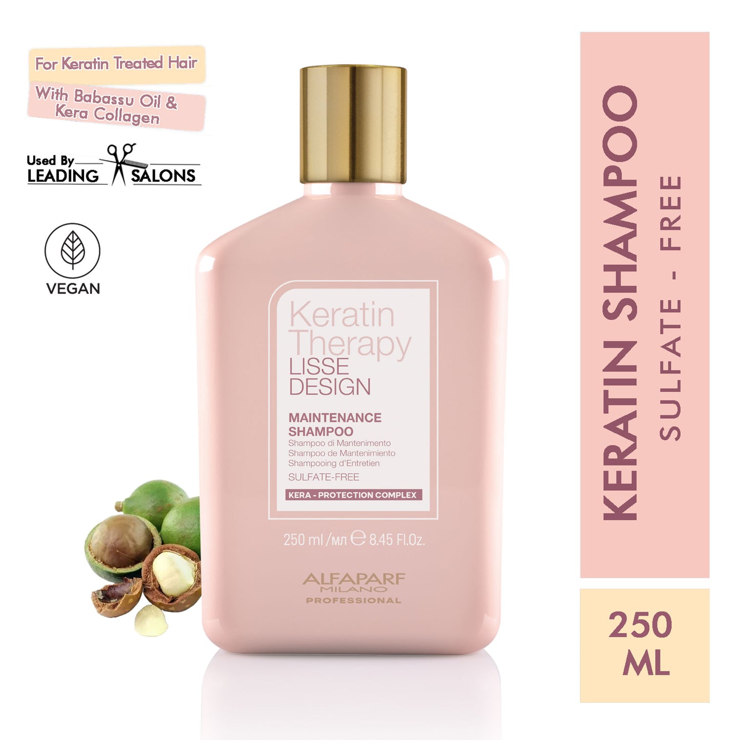 ALFAPARF MILANO Keratin Therapy Maintenance Shampoo with Keratin, Babbasu Oil, Colored Hair