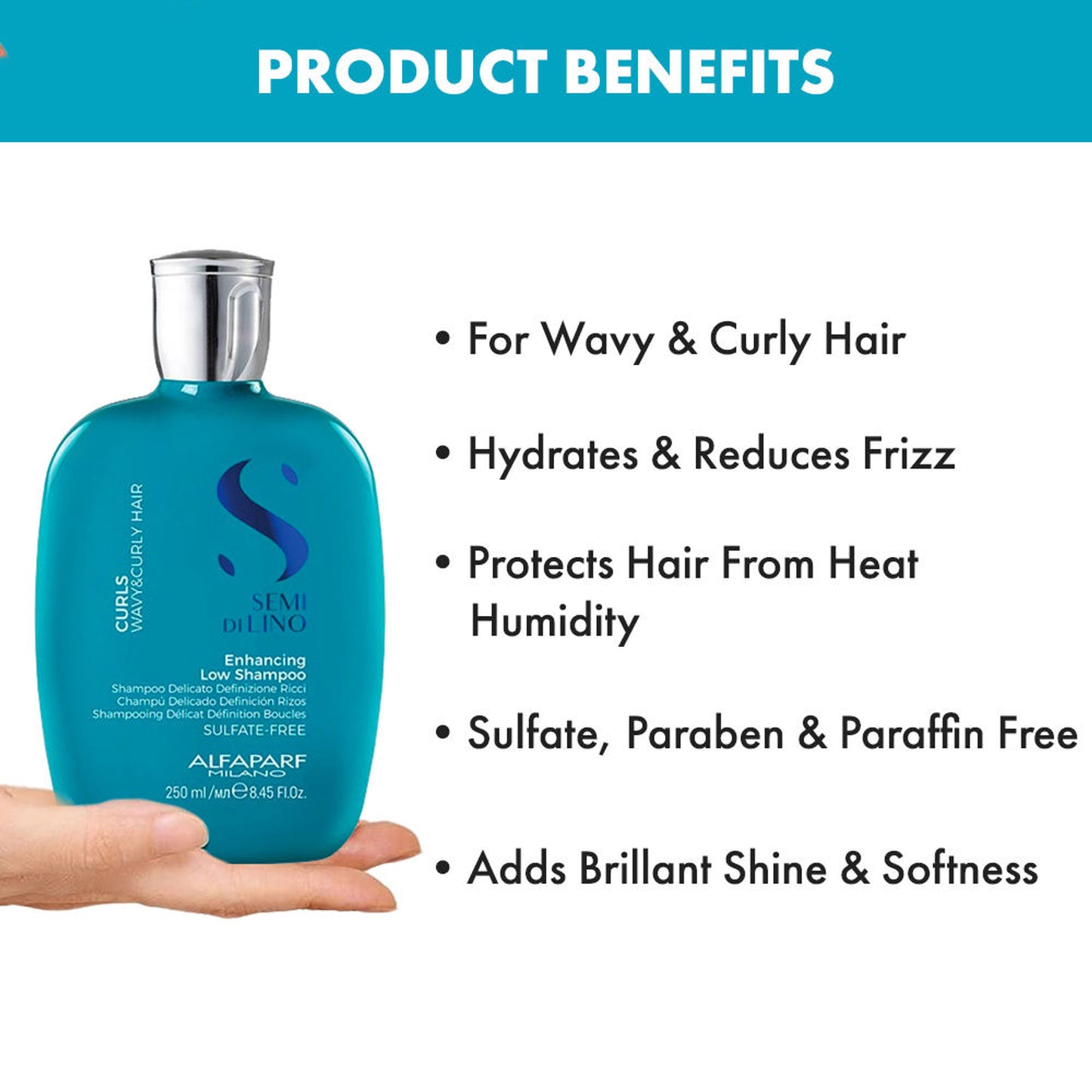ALFAPARF MILANO Curly Hair Shampoo, Reduces Frizz & Adds Moisture, Sulfate Free