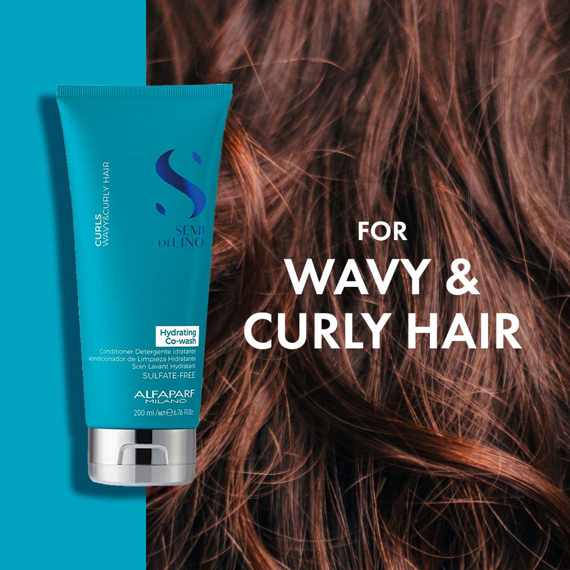ALFAPARF MILANO Curly Hair Hydrating Co-Wash, Defines Curls, Reduces Frizz, Sulfate Free