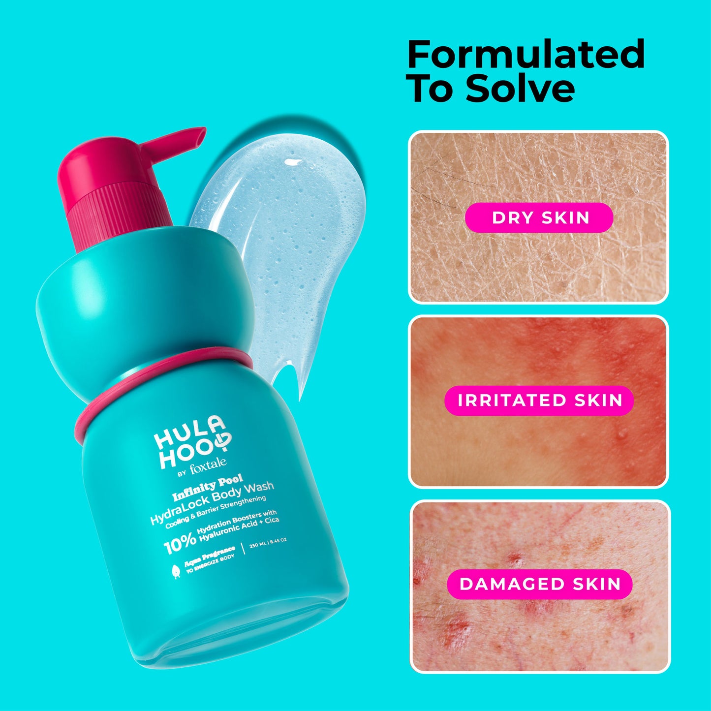 FoxTale Hula Hoop HydraLock Body Wash, 24-Hrs Long Hydration & Moisturization