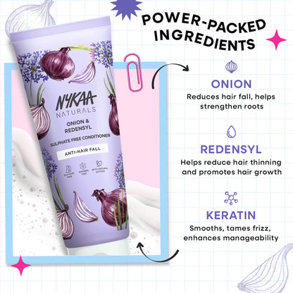 Nykaa Naturals Fermented Rice Water & Hyaluronic Acid Sulphate-Free Conditioner for Frizz-Free Hair - Onion And Redensyl