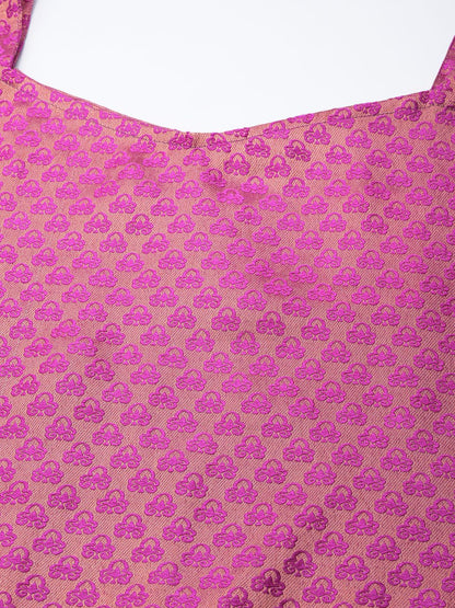 Indyancart VA Women's Fuchsia Kurta with Trousers & With Dupatta