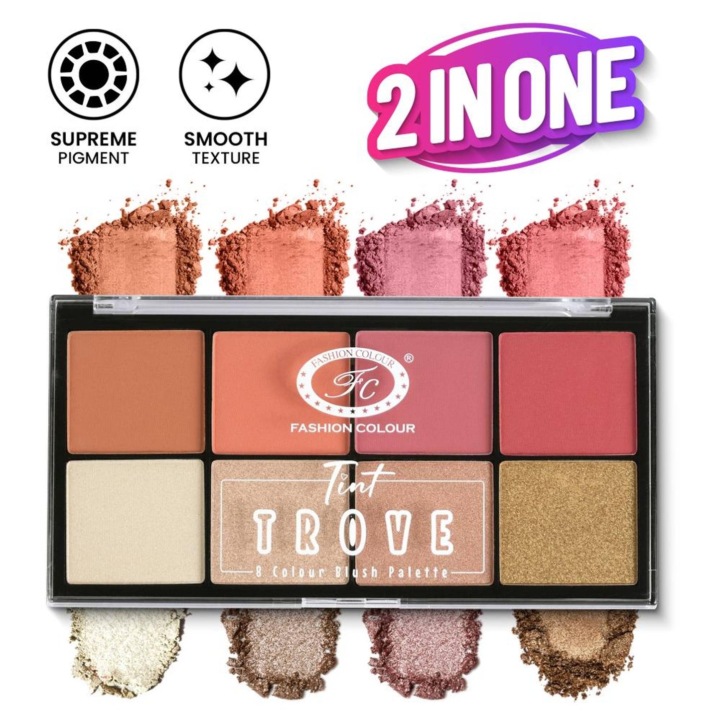 FASHION COLOUR Tiny Trove 8 Colour Blusher Highlighter Palette - Shade 01