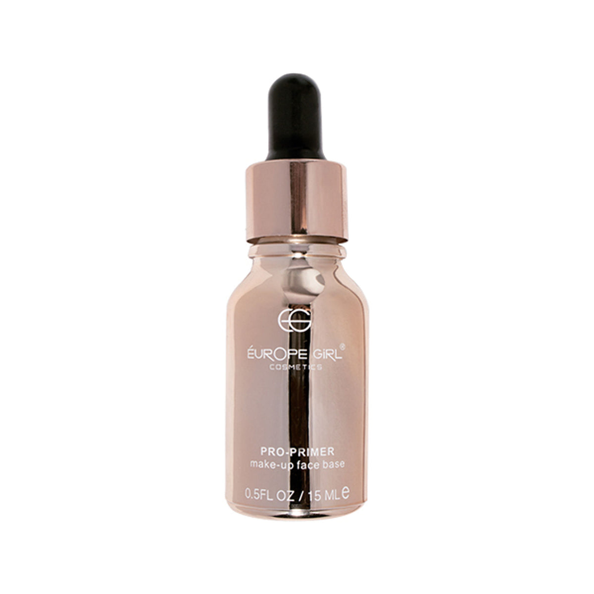 Europe Girl Oil Primer bottle showing smooth, clear liquid in a sleek container, designed to prep skin for makeup application.